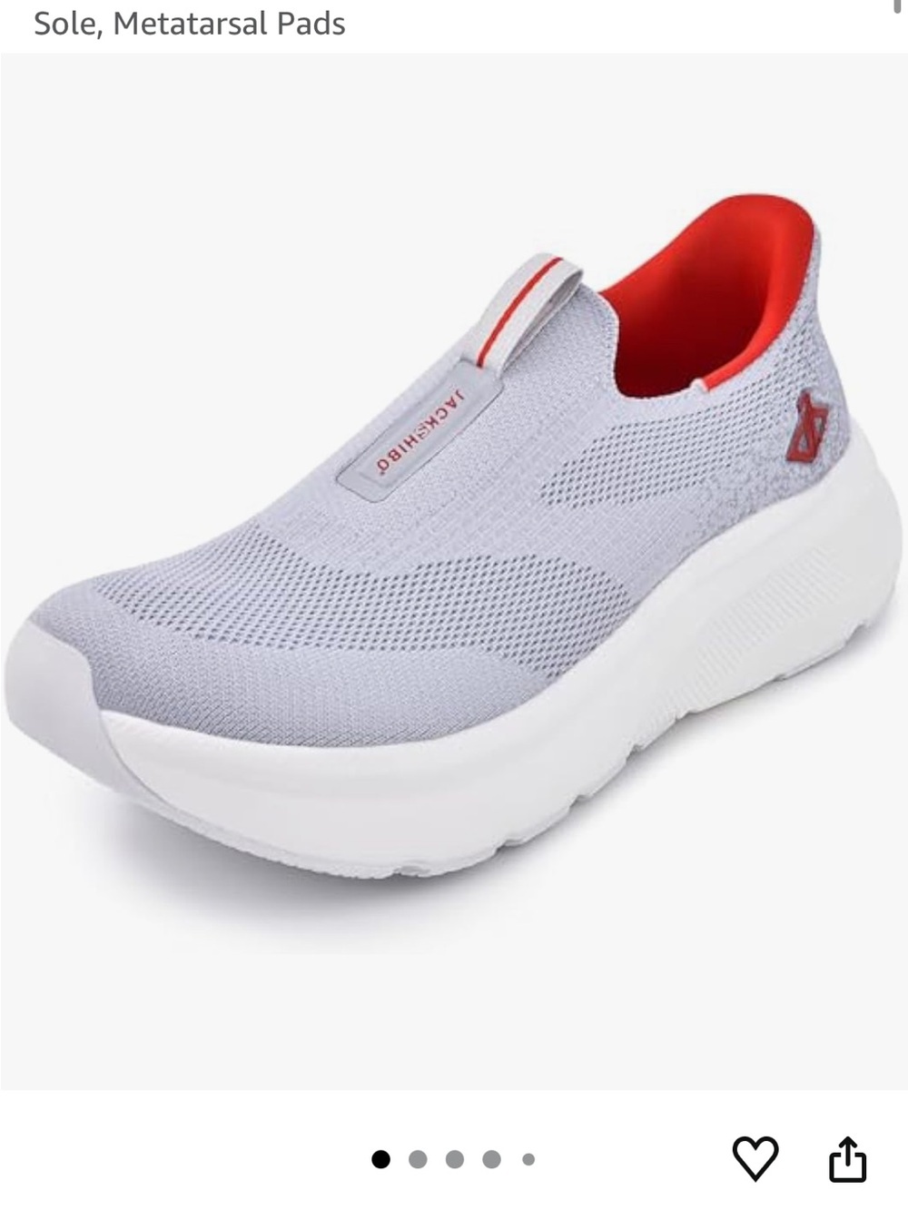 Men's Slip-On Athletic Shoe in Light Gray with Red Accent